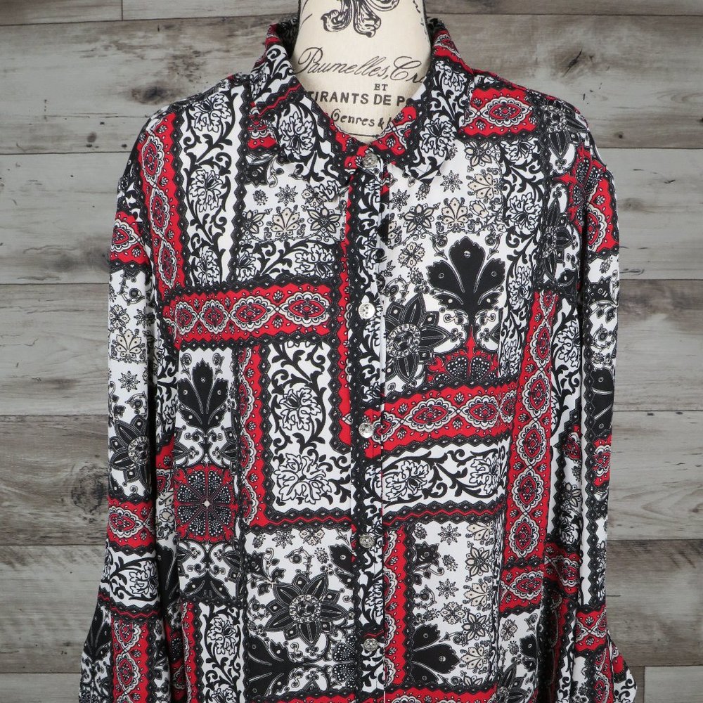 DB Established 1962* Women's Long Sleeve Button Down Curved Hem Blouse Size~ 2X